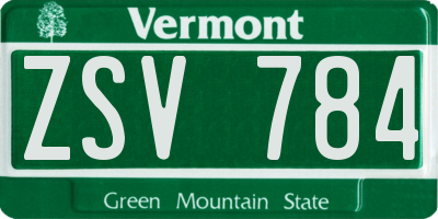 VT license plate ZSV784