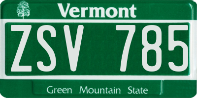 VT license plate ZSV785