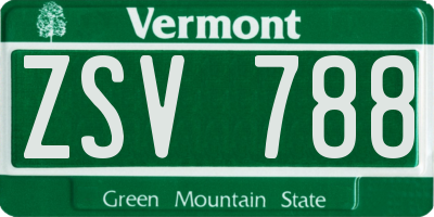 VT license plate ZSV788