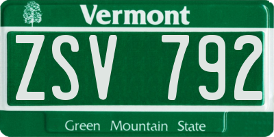 VT license plate ZSV792