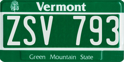 VT license plate ZSV793