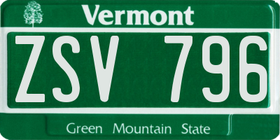 VT license plate ZSV796