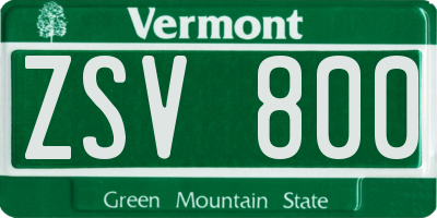 VT license plate ZSV800