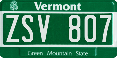 VT license plate ZSV807