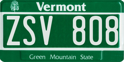VT license plate ZSV808