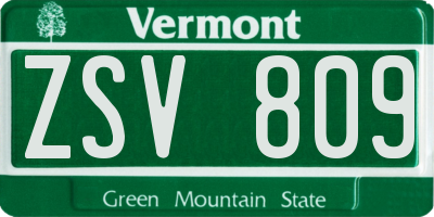 VT license plate ZSV809