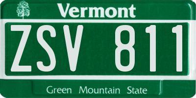 VT license plate ZSV811