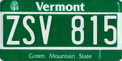 VT license plate ZSV815