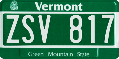 VT license plate ZSV817