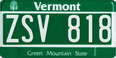 VT license plate ZSV818