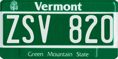 VT license plate ZSV820