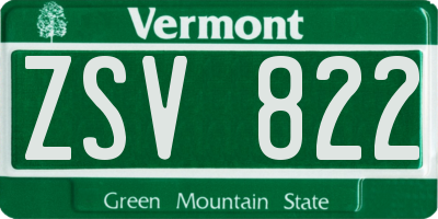 VT license plate ZSV822