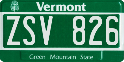 VT license plate ZSV826