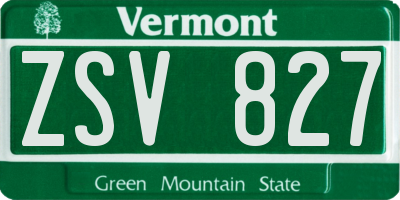 VT license plate ZSV827
