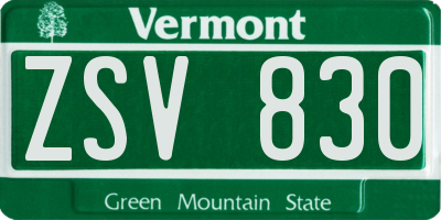 VT license plate ZSV830