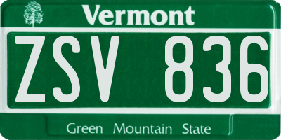 VT license plate ZSV836