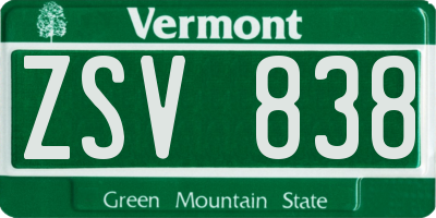 VT license plate ZSV838