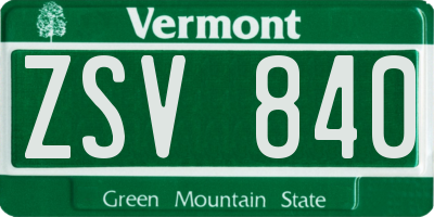 VT license plate ZSV840