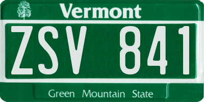 VT license plate ZSV841