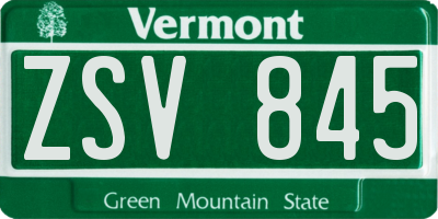 VT license plate ZSV845