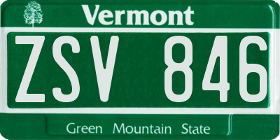 VT license plate ZSV846