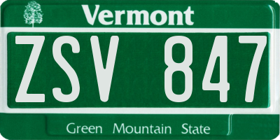 VT license plate ZSV847