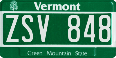 VT license plate ZSV848