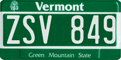 VT license plate ZSV849
