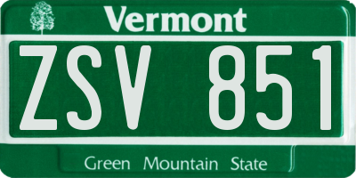 VT license plate ZSV851