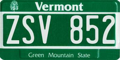 VT license plate ZSV852