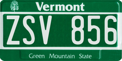 VT license plate ZSV856