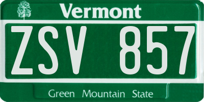 VT license plate ZSV857