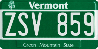 VT license plate ZSV859