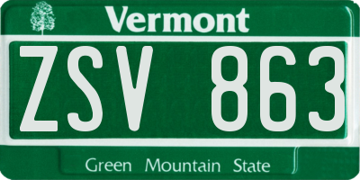 VT license plate ZSV863