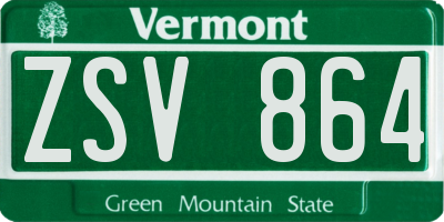 VT license plate ZSV864