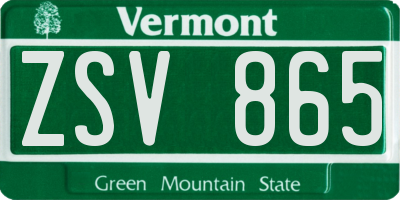 VT license plate ZSV865