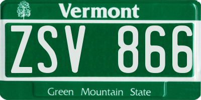 VT license plate ZSV866