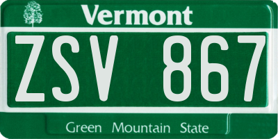 VT license plate ZSV867
