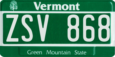 VT license plate ZSV868