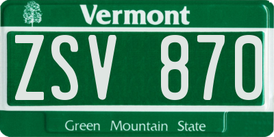 VT license plate ZSV870