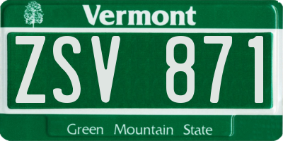 VT license plate ZSV871