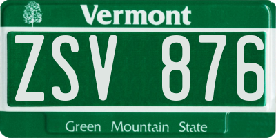 VT license plate ZSV876