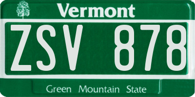 VT license plate ZSV878