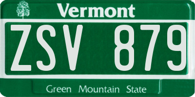 VT license plate ZSV879