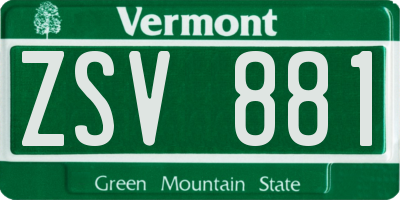 VT license plate ZSV881