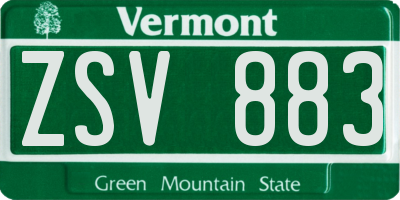 VT license plate ZSV883