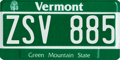 VT license plate ZSV885