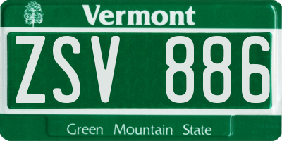VT license plate ZSV886