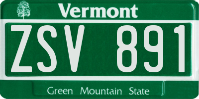 VT license plate ZSV891