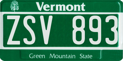 VT license plate ZSV893